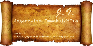 Jagerovits Immakuláta névjegykártya